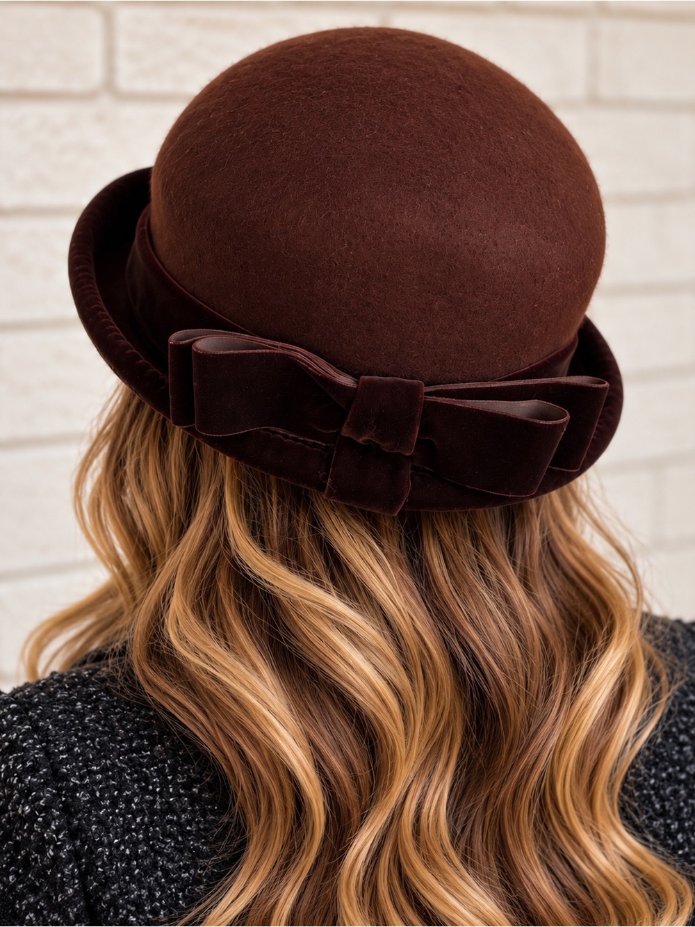 Kates Boutique vintage wool hat velvet bow